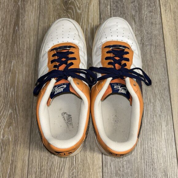 Nike Air Force 1s Mens US Size 9.5 Low White Orange Blue AF1 82 317295-841 Shoes - Picture 8 of 11